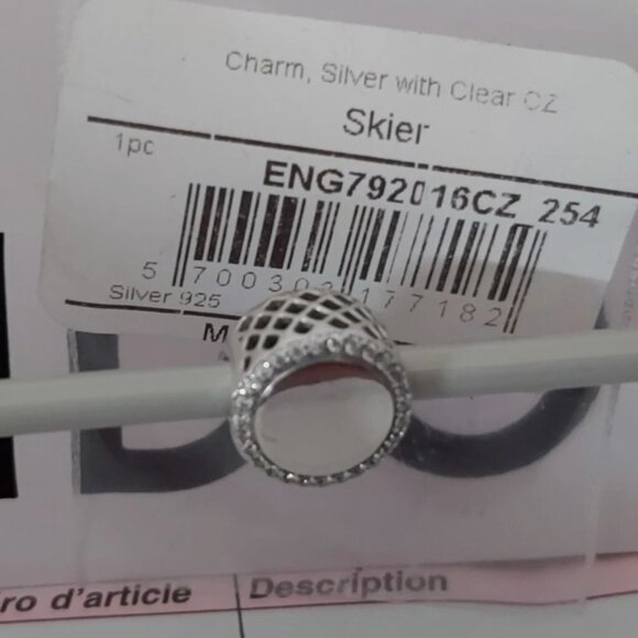 AUTHENTIC PANDORA Sterling Silver Skier Button Charm with Cz's ENG792016CZ_254 - Picture 10 of 10